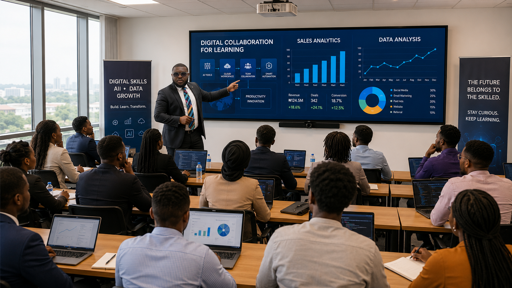 Pioneer cohort in a live digital skills session